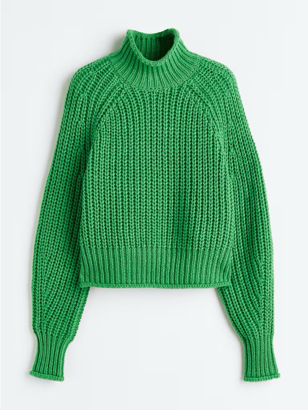 H&M Chunky Sweater Knitted Cropped Jumper Pullover Turtleneck